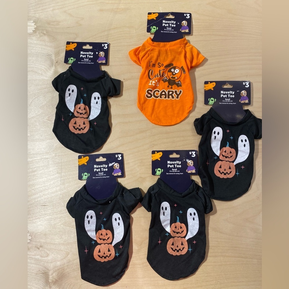 5 Halloween Pet Tees - Orange and Black Small 9 inches ( NL)